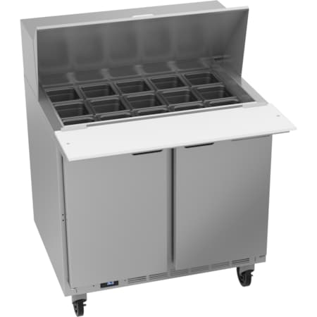 Beverage-Air Refrigerated Sandwich Prep Table, Mega Top, 2 Door, 10.2 cu. Ft, 115 Volt SPE36HC-15M